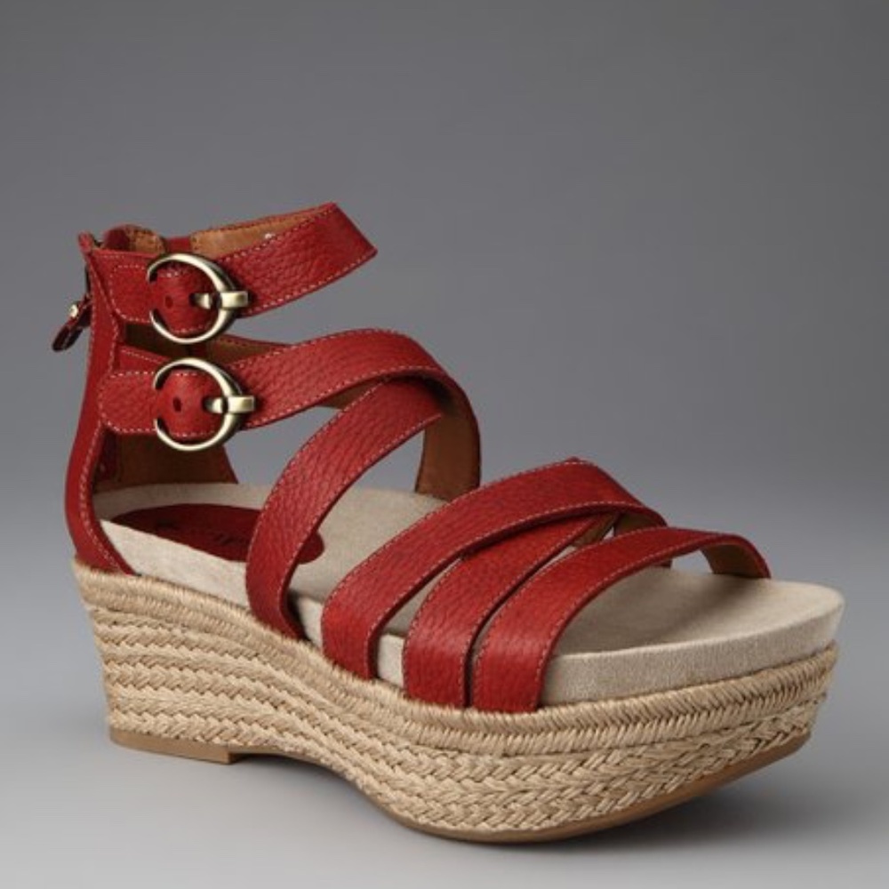 Earthies red Tortola gladiator platform sandal